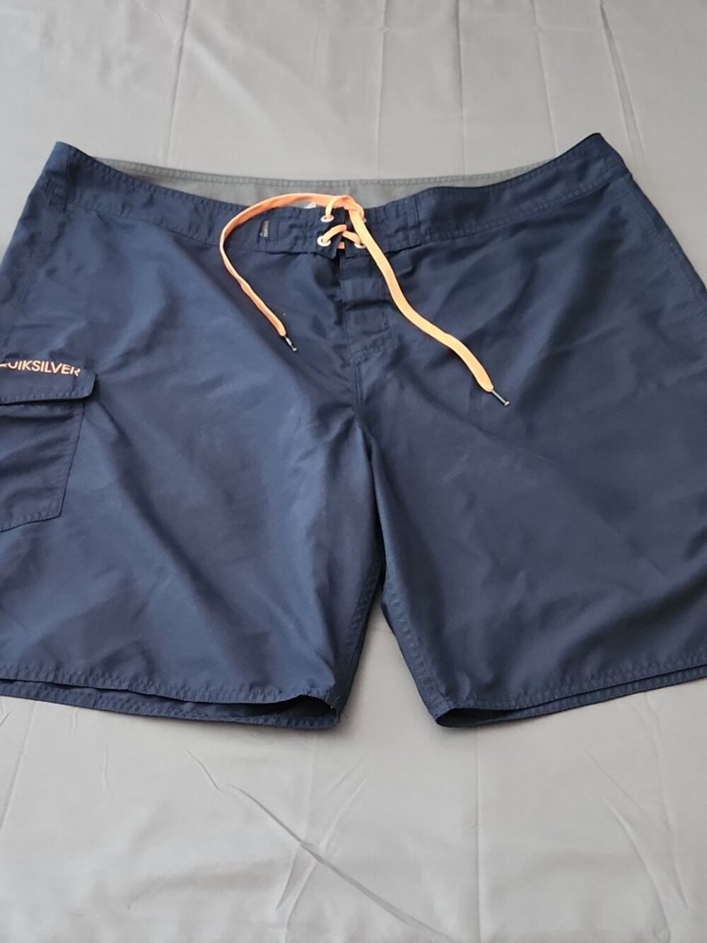 Quiksilver Blue Orange Board Shorts Men’s Drawstring Swim Trunks with Pockets